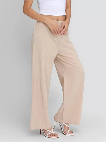 Women's Solid Elastic Waistband Pants