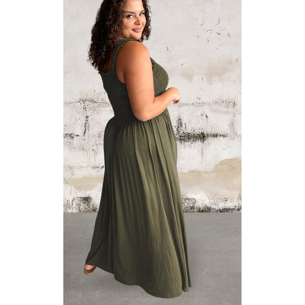 Plus Size Green Sleeveless Maxi Dress