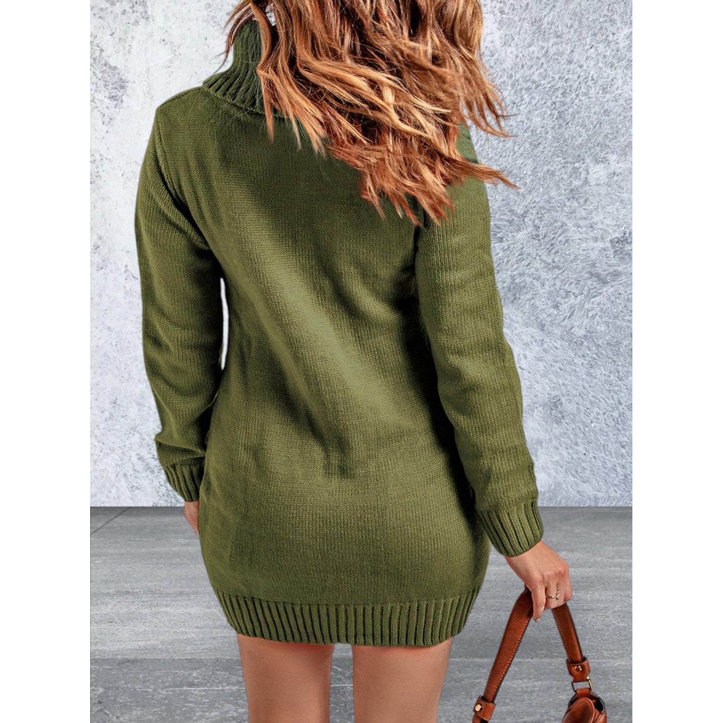 Long Sleeve Cowl Neck Sweater Dress