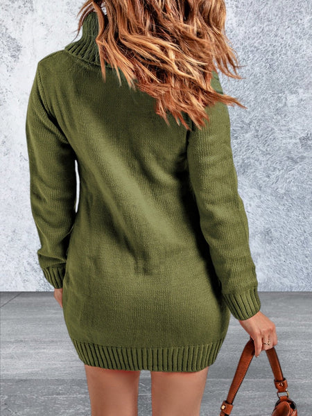 Long Sleeve Cowl Neck Sweater Dress