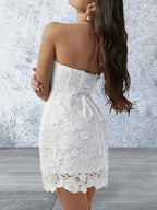 Sleeveless Devine Lace-Up Tube Lace Mini Dress