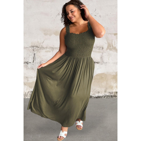 Plus Size Green Sleeveless Maxi Dress