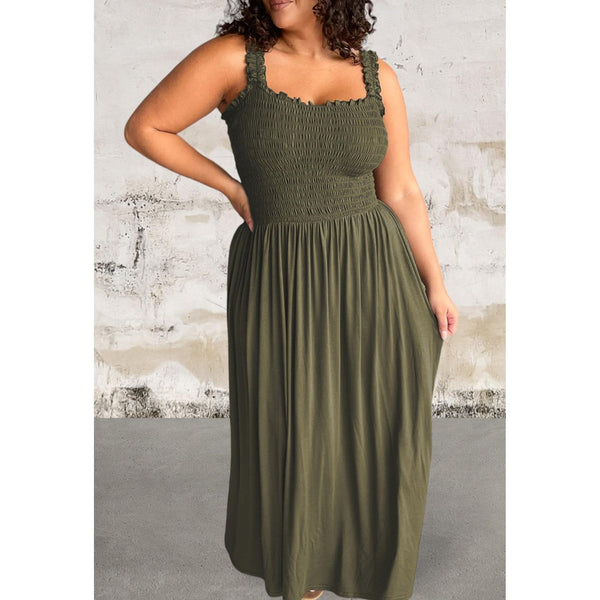 Plus Size Green Sleeveless Maxi Dress