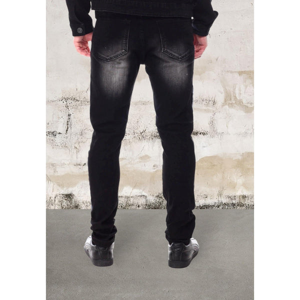 Men's skinny fit patch black jeans