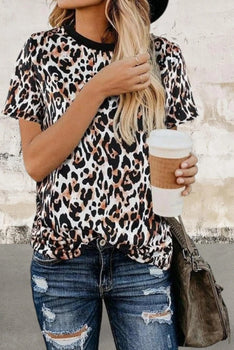 Short Sleeve Leopard Print Top