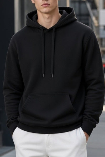 Men Black Pullover Hoodie