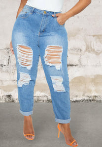 Women's ripped detail denim jeans