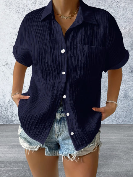 Plus Size Short Sleeve Button Front lightweight Shirt