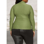 Long sleeve knit zip front top