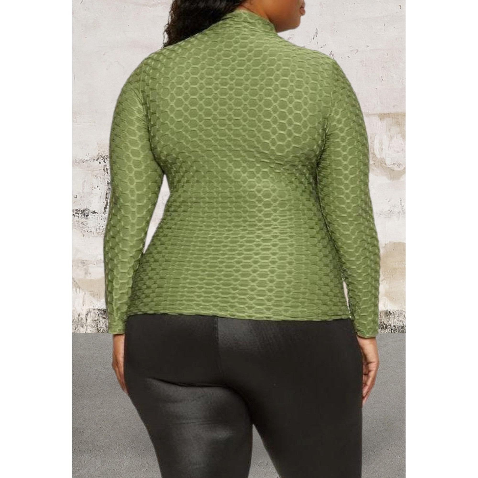 Long sleeve knit zip front top