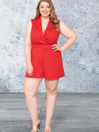 Plus Size Collared Neck Romper