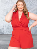 Plus Size Collared Neck Romper