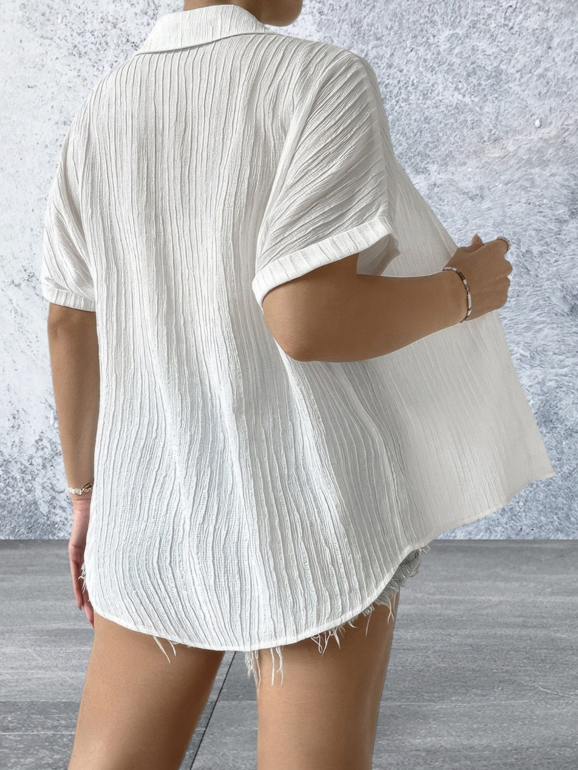 Plus Size Short Sleeve Button Front lightweight Shirt