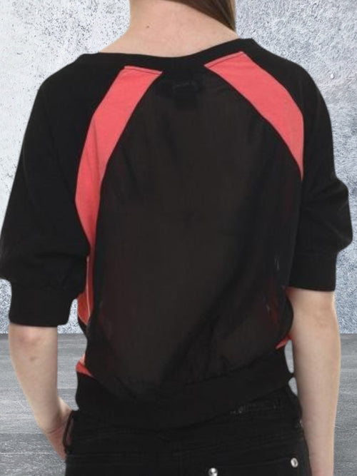 Apple Bottoms Zip Off The Shoulder Sheer Crop Top