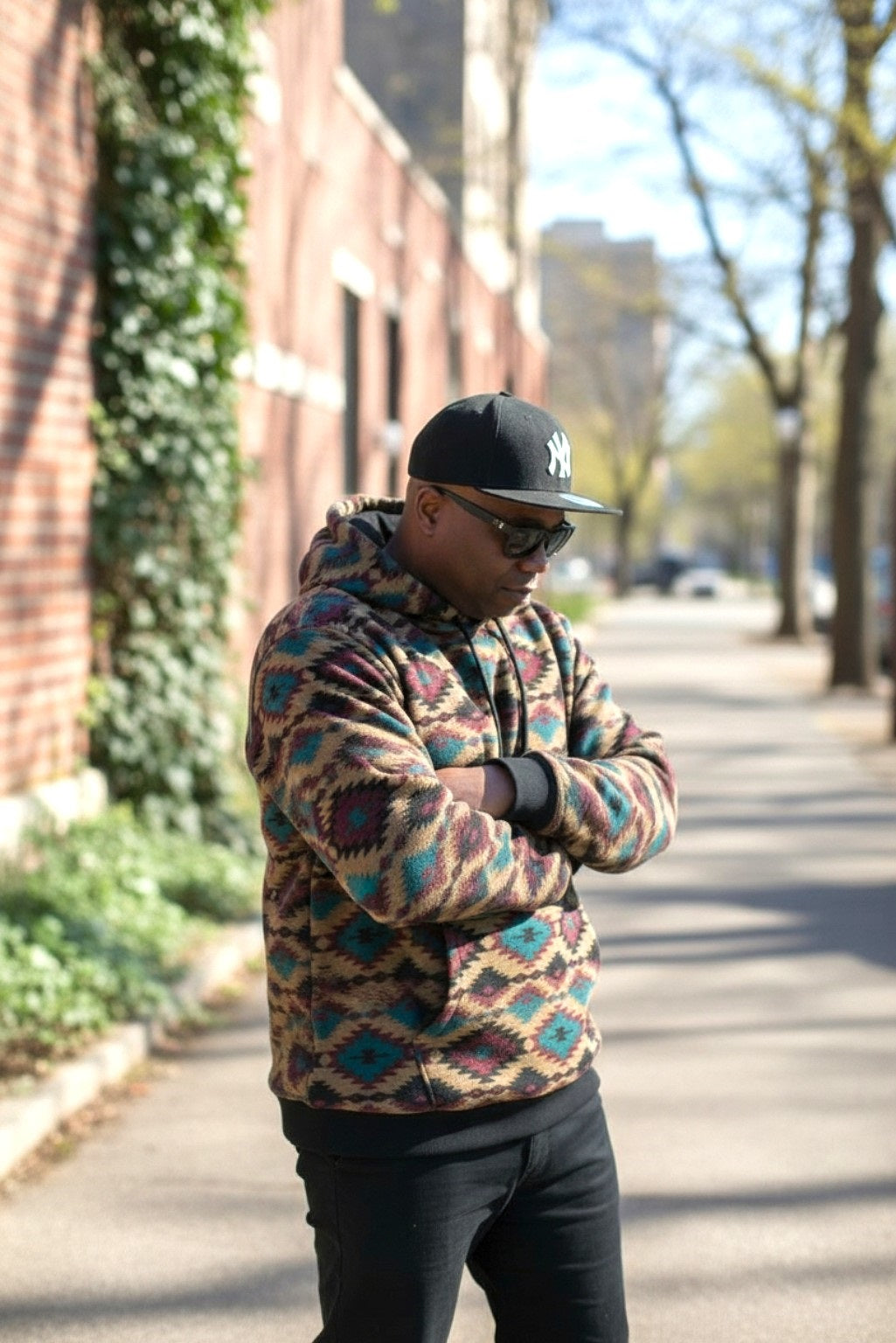 Mend's Aztec Diamond Print Hoodie