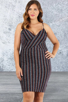 Plus Size Juniors Sleeveless Striped Short Dress