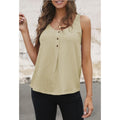 Plus Size Sleeveless Apricot Button Textured SummerTop