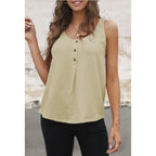 Plus Size Sleeveless Apricot Button Textured SummerTop
