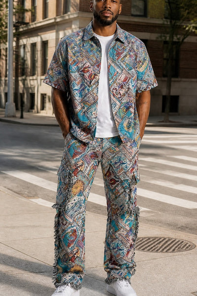 Men's Tapestry Cargo Multi Color Pants