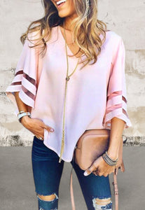 Bell Sleeves Mesh Loose Fitting Blouse