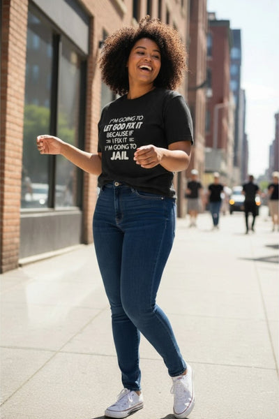 Black Short Sleeve I'm Going To Let God Fix It Graphic T-Shirt
