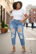 Women's ripped detail denim jeans
