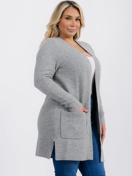 Plus Size Long Sleeve Open Front Cardigan