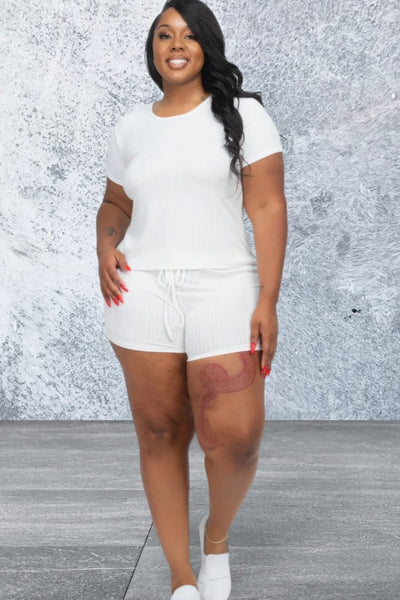Plus Size Petite Short Sleeve Top With Shorts