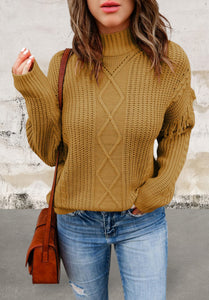Plus size long sleeve knit high neck sweater