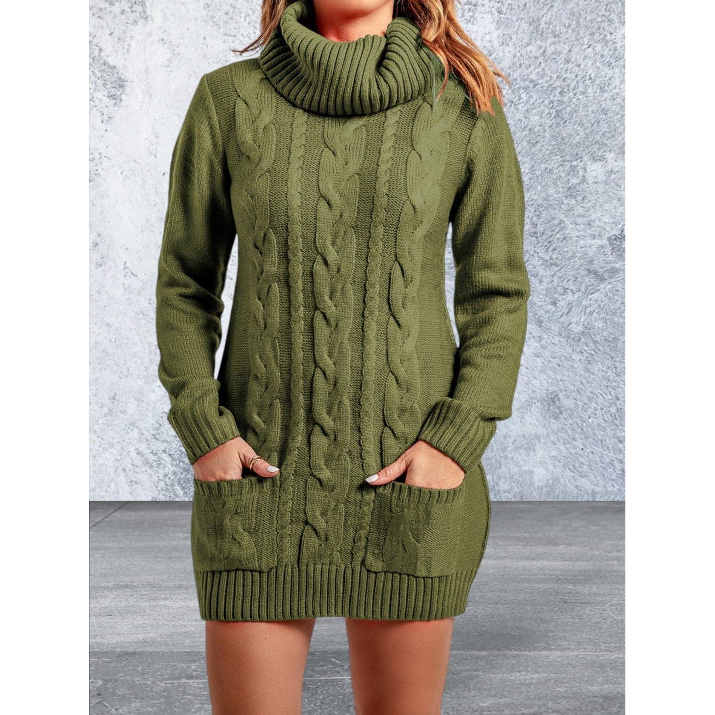Long Sleeve Cowl Neck Sweater Dress
