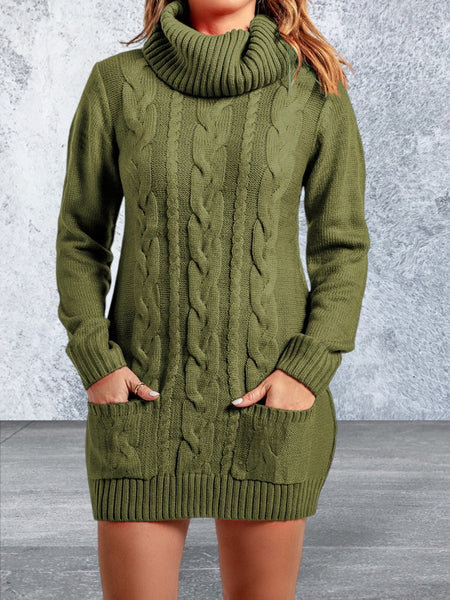 Long Sleeve Cowl Neck Sweater Dress