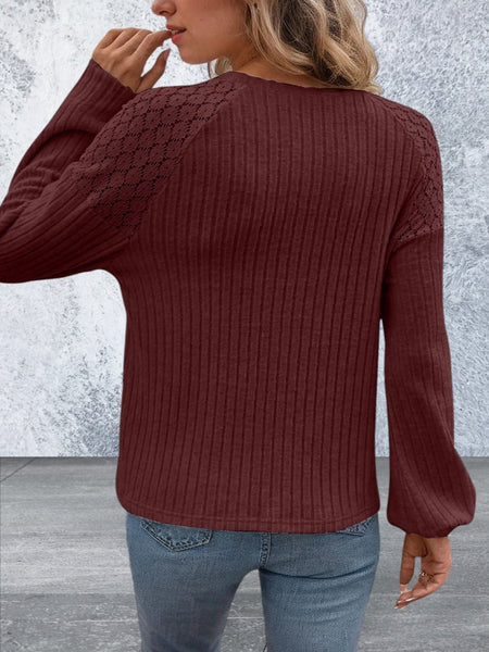 Womens Long Sleeve Round Neck Knit Top