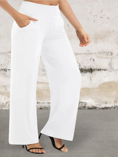 Plus Size Medium Rise Elastic Waist Dress Pants