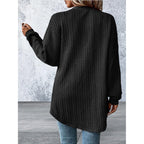 Knit Side Pockets Open Front Cardigan