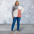 Plus Size Long Sleeve Colorblock Sweater