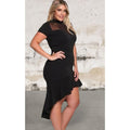 Plus size short sleeve stretchy hi-low dress