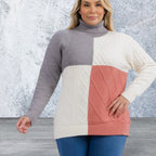 Plus Size Long Sleeve Colorblock Sweater