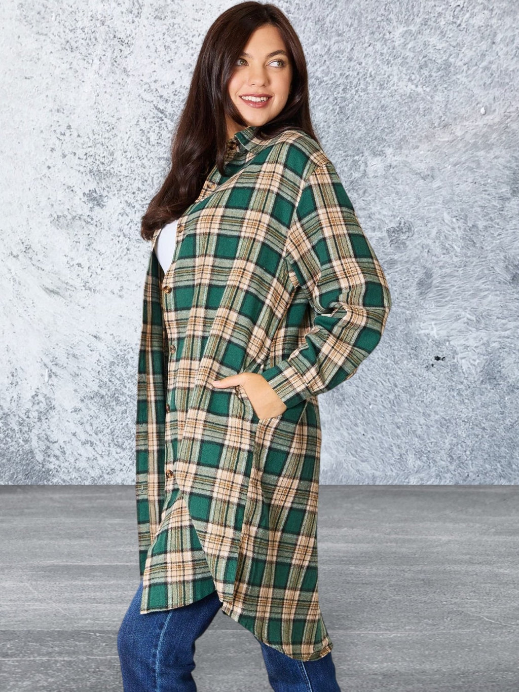 Mandy Plaid Collared Neck Long Sleeve Shirt