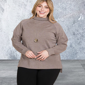 Plus Size Long Sleeve High Low Sweater