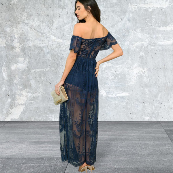 Women's off Shoulder all over lace mmaxi dress