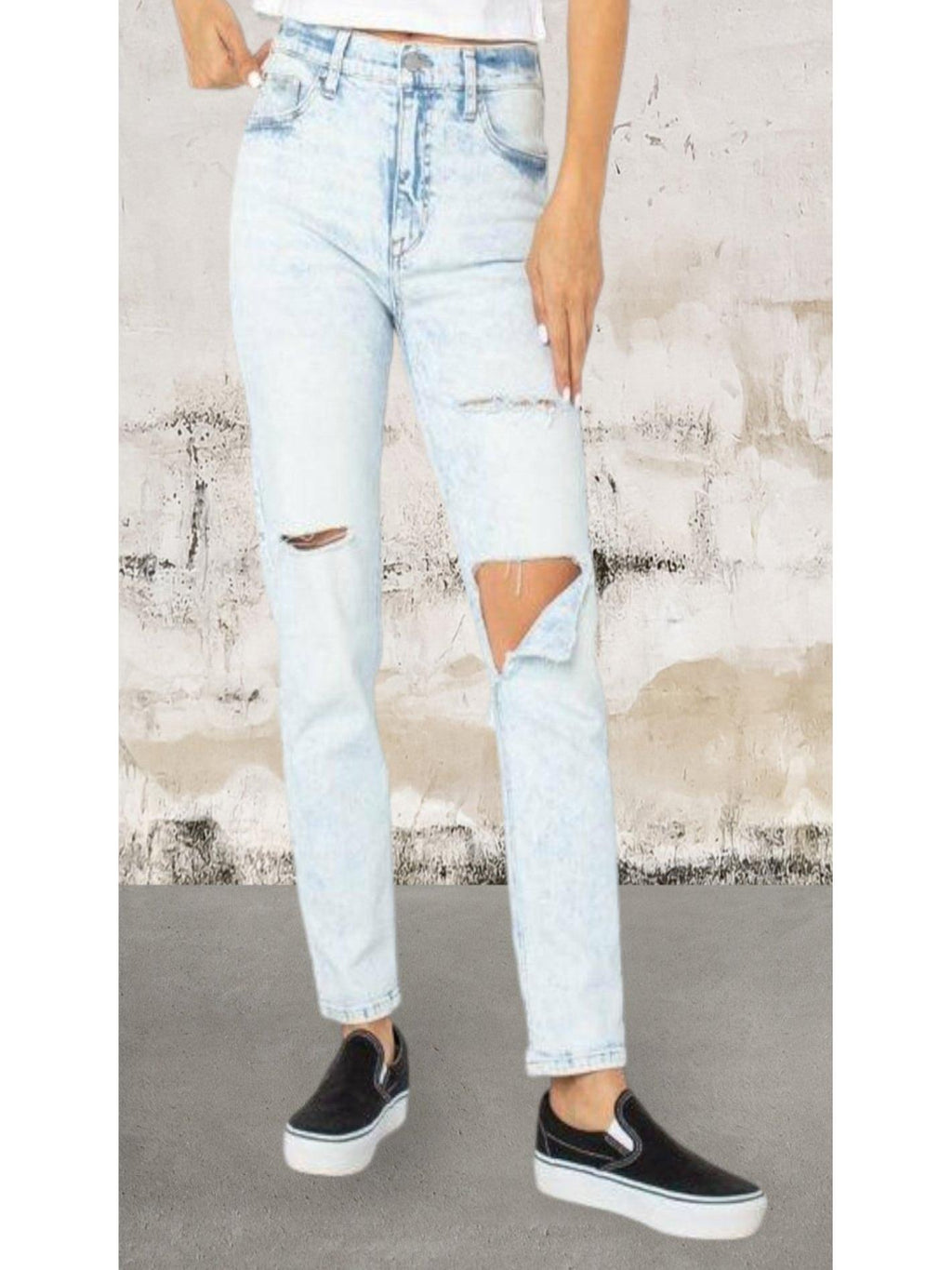 Women's junior high rise denim ripped jeans