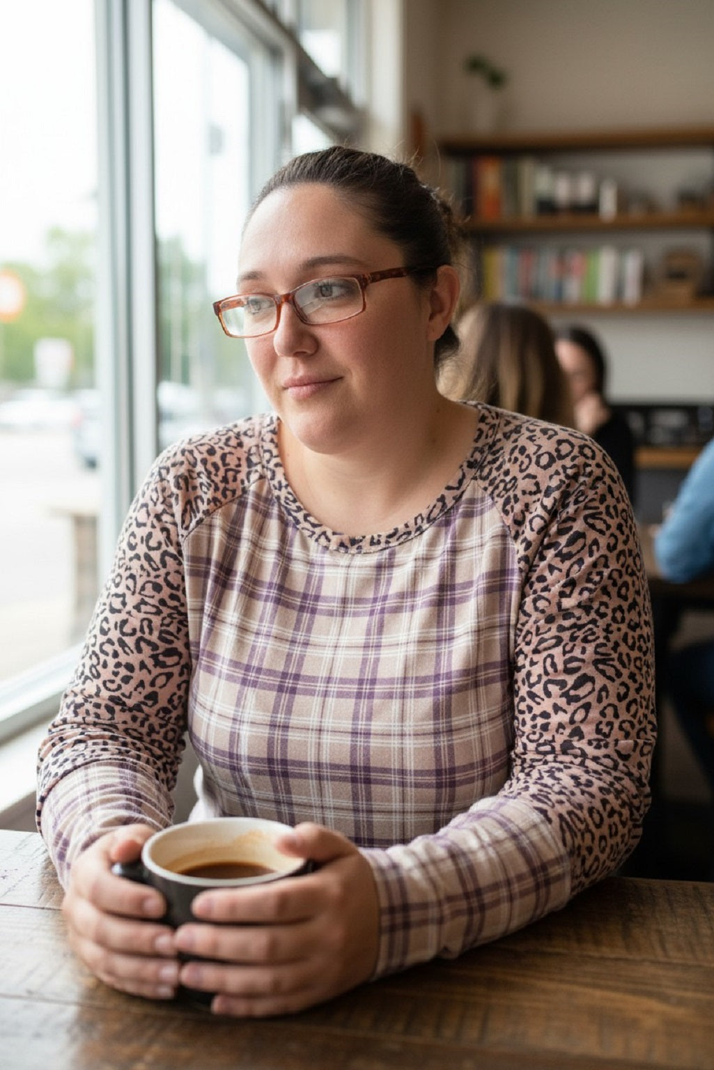 Plus Size Long Sleeve Plaid Top