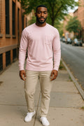Men's Long Sleeve Light Pink Top