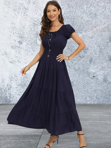 Women's Ostoo Off Shoulder Short Sleeve Maxi Long Dress