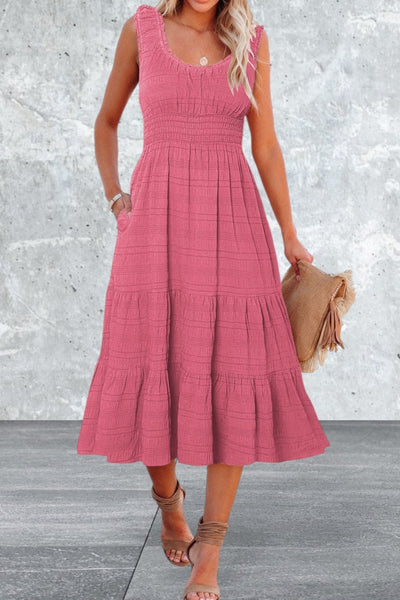 Sleeveless Square Neck Midi Dress