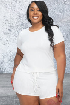 Plus Size Petite Short Sleeve Top With Shorts