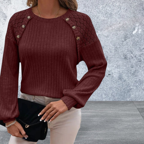 Womens Long Sleeve Round Neck Knit Top