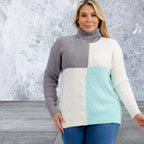 Plus Size Long Sleeve Colorblock Sweater