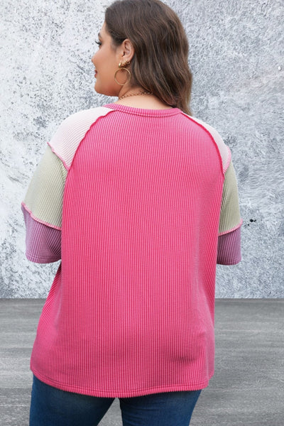 Plus Size Short Sleeve Henley Top