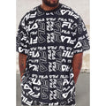 Mens all over print black short sleeve top